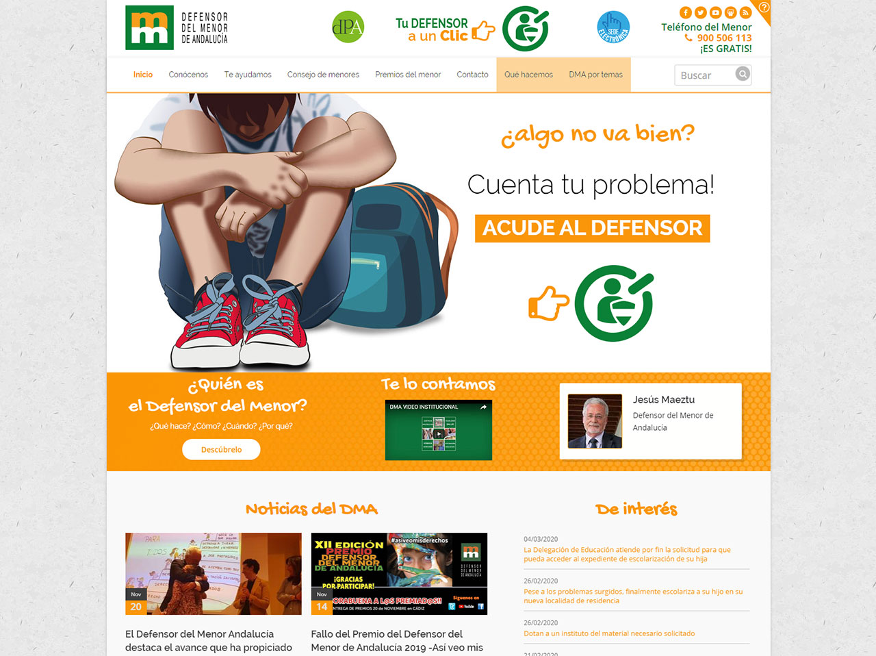 Web institucional Defensor del Menor de Andalucía