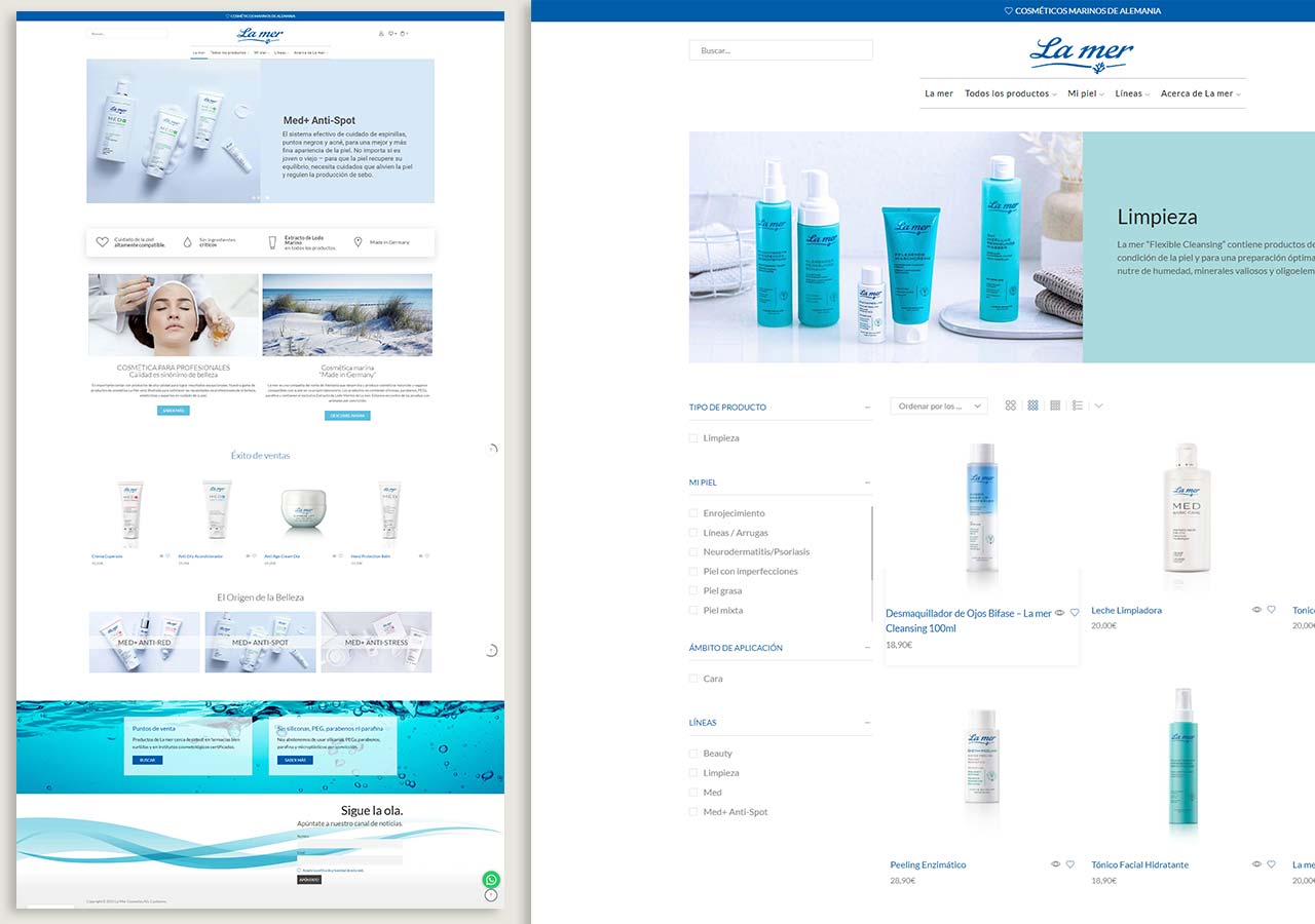 Web La mer cosméticos